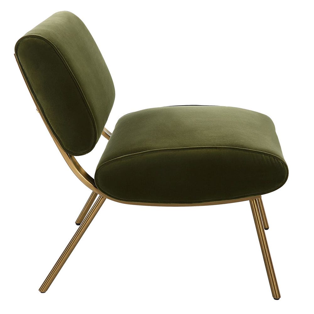 Loly Green Velvet & Gold Accent Chair
