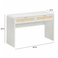 Ameline White Rattan Console/Desk