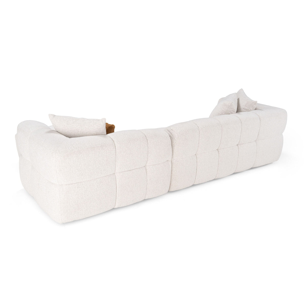 Anelle 128" Modern Beige Upholstered Sectional Sofa w/Console