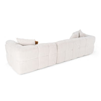 Anelle 128" Modern Beige Upholstered Sectional Sofa w/Console