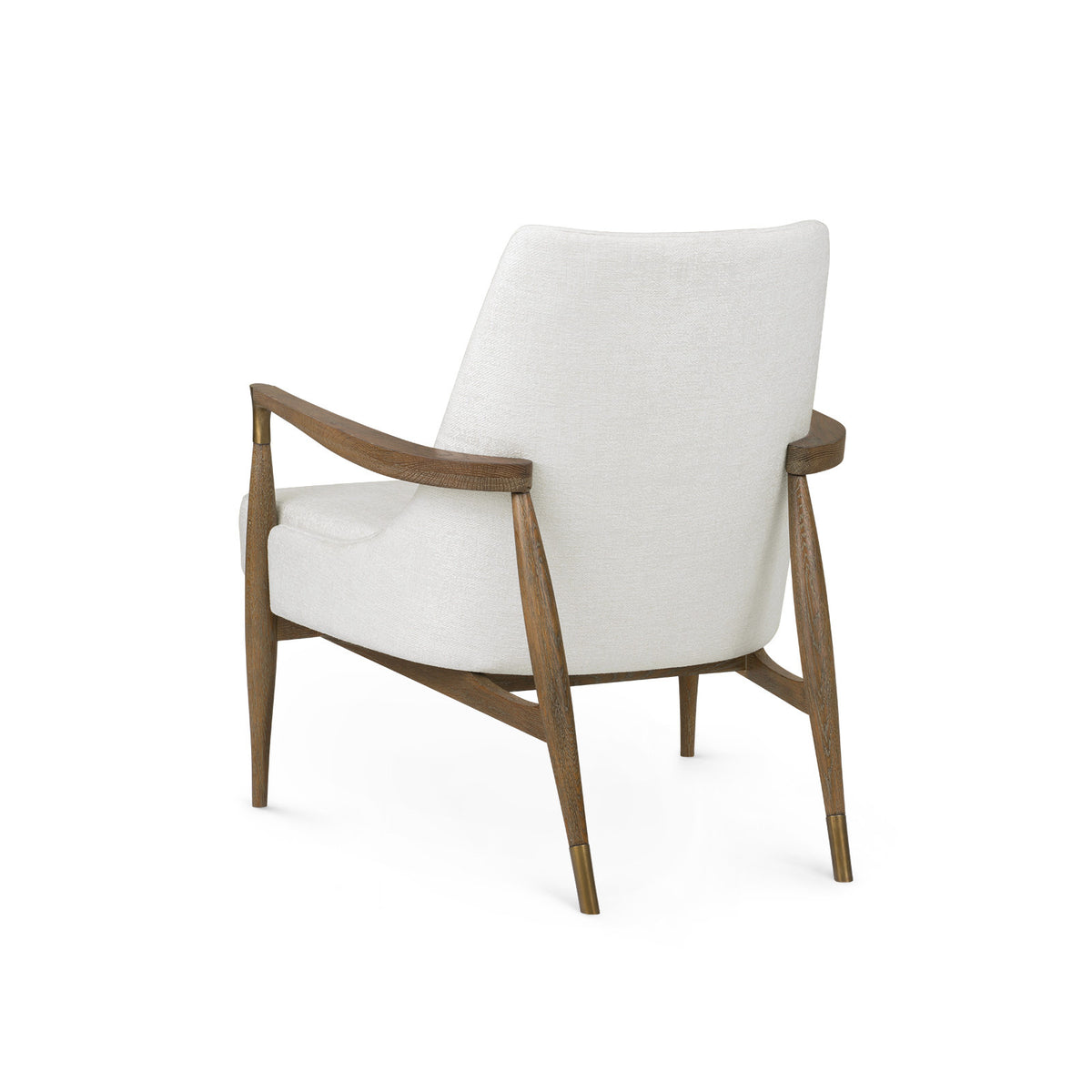 Livia Soft White Velvet & Oak Driftwood Accent Chair