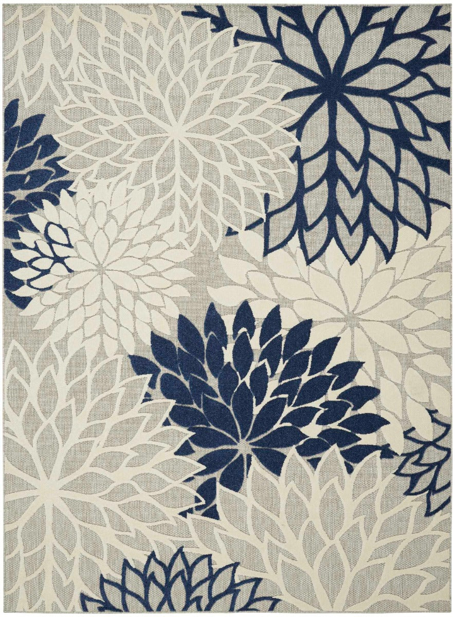 Annitra Indoor/Outdoor Ivory & Navy Area Rug - Elegance Collection