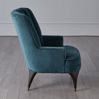 Channel Dragonfly Blue Velvet Accent Chair