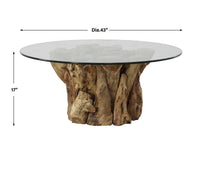 Oakley 43" Round Natural Teak Wood Coffee Table