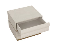 Subira Cream Faux Leather & Wood, Gold Nightstand