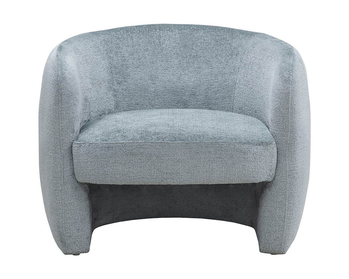 Mircea French Blue Plush Upholstered Curved Accent Chair