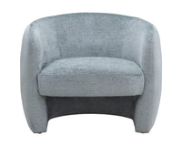 Mircea French Blue Plush Upholstered Curved Accent Chair