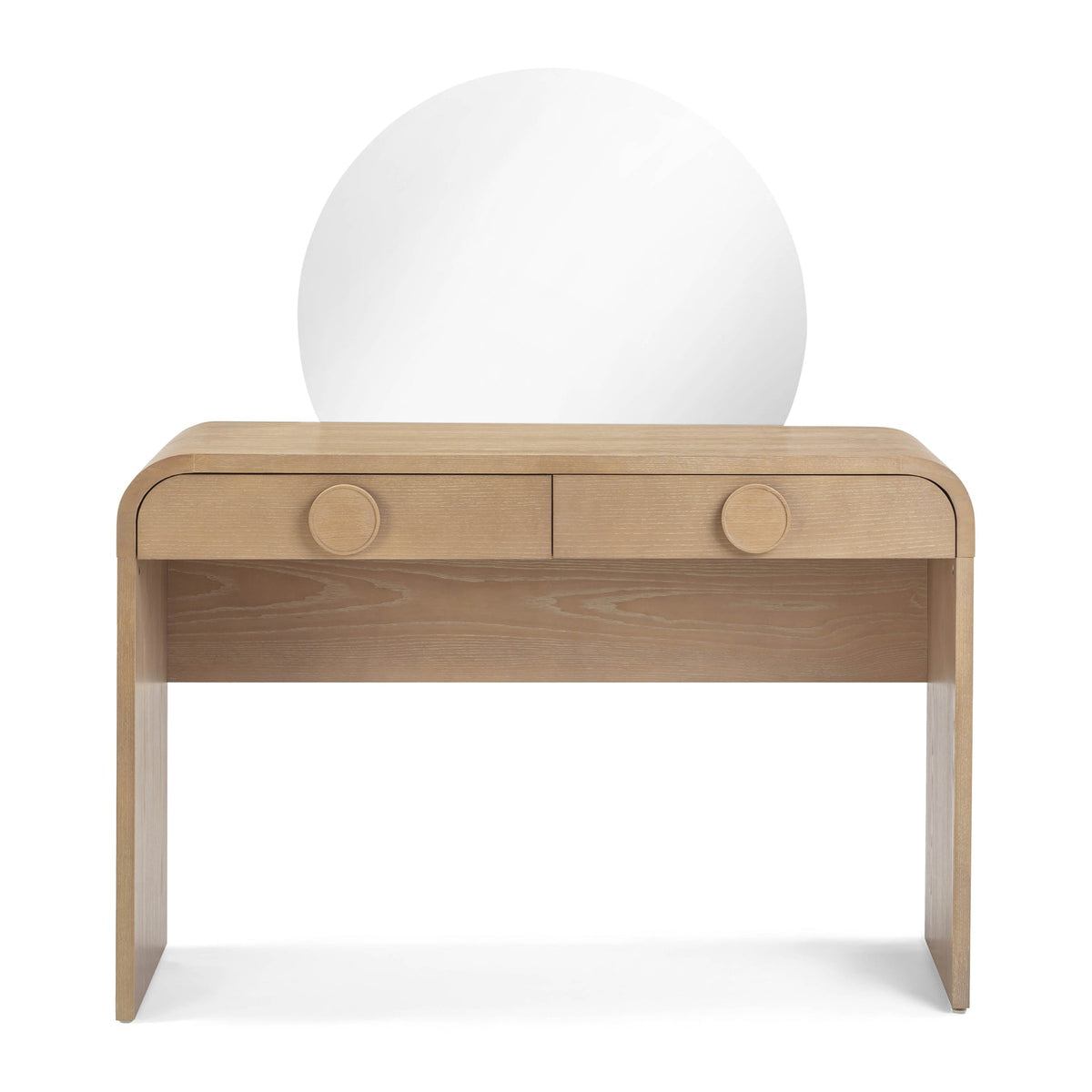Jenny 48 Natural Ash 2-Drawer Vanity Desk with Mirror