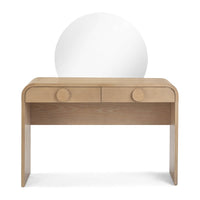 Jenny 48 Natural Ash 2-Drawer Vanity Desk with Mirror