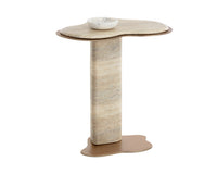 Isola Sand Faux Travertine Concrete Indoor Outdoor Accent Table