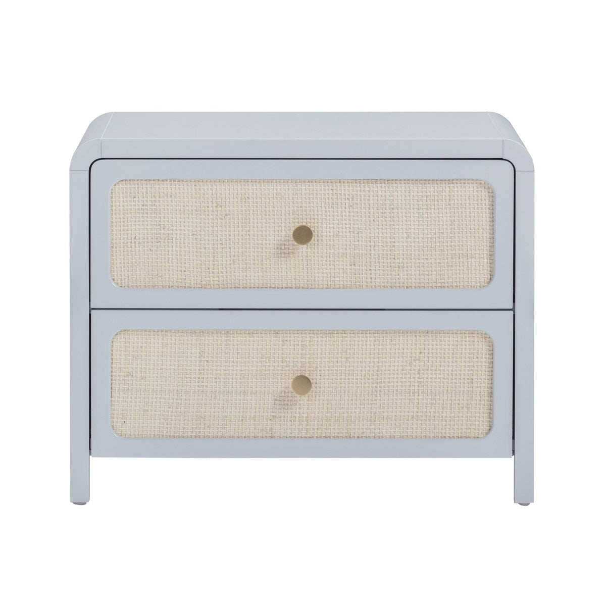Ameline Pastel Blue Rattan 2 Drawer Nightstand