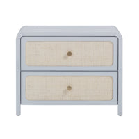 Ameline Pastel Blue Rattan 2 Drawer Nightstand