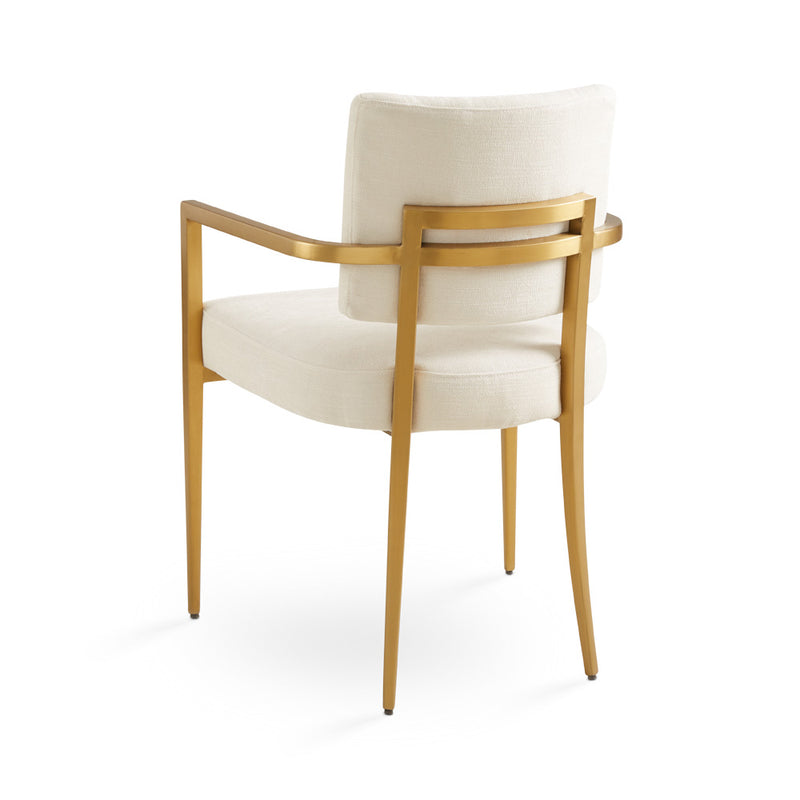 Rebeka Ivory Linen & Gold Dining Chairs - With Arms (Set of 2)