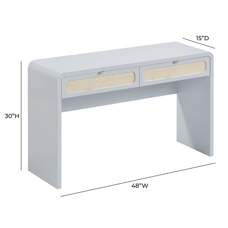 Ameline Pastel Blue Rattan Console/Desk