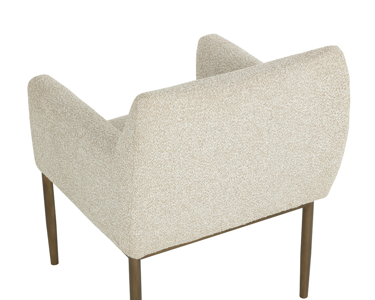 Olea Oatmeal Fabric & Bronze Dining Armchair