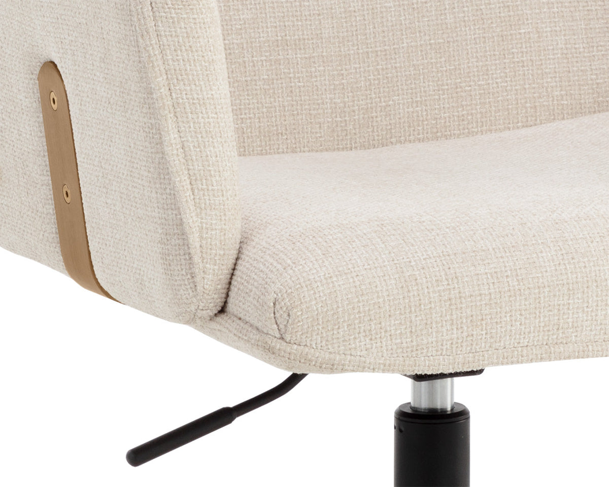 Kalev Cream Plush Fabric & Gold Desk Chair