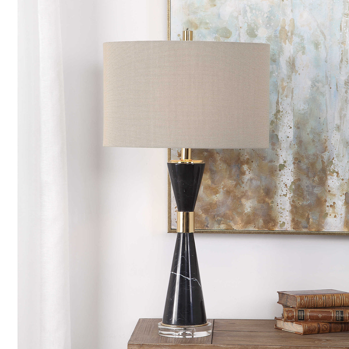 Lucas Black Marble & Gold Table Lamp