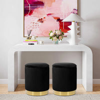 Kiana 12.4" Black Performance Velvet Storage Ottoman
