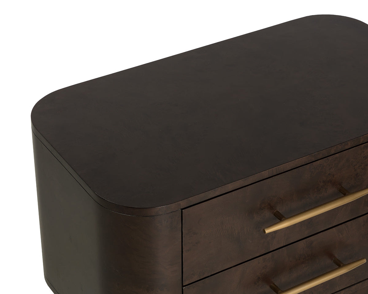 Ezekiel 32" Maple Burl Veneer &Gold Nightstand