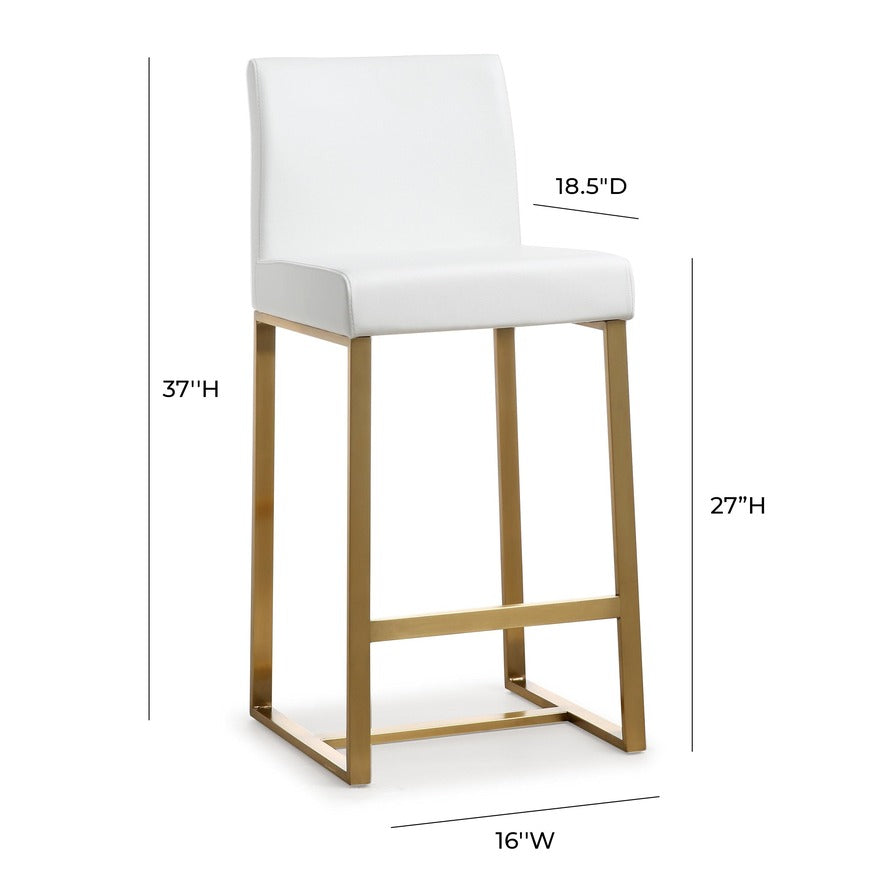 Moriah White Gold Steel Counter Stools (Set of 2) - Luxury Living Collection