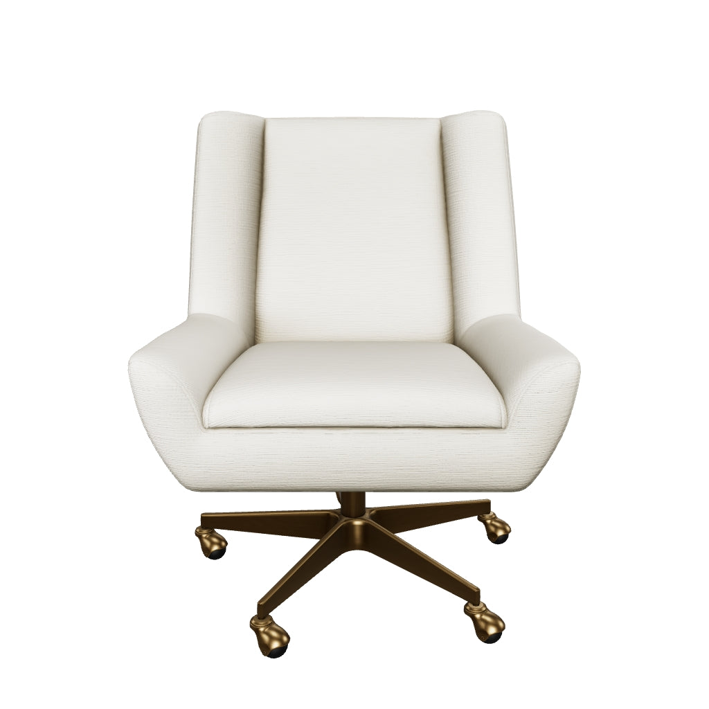 Mirian Alabaster Performance Fabric & Gold Desk Chair