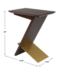 Bailey Brass & Wood End Table