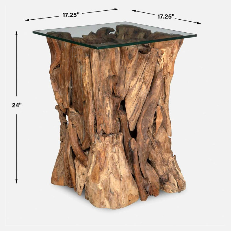 Natural 17" Teak Wood End Table