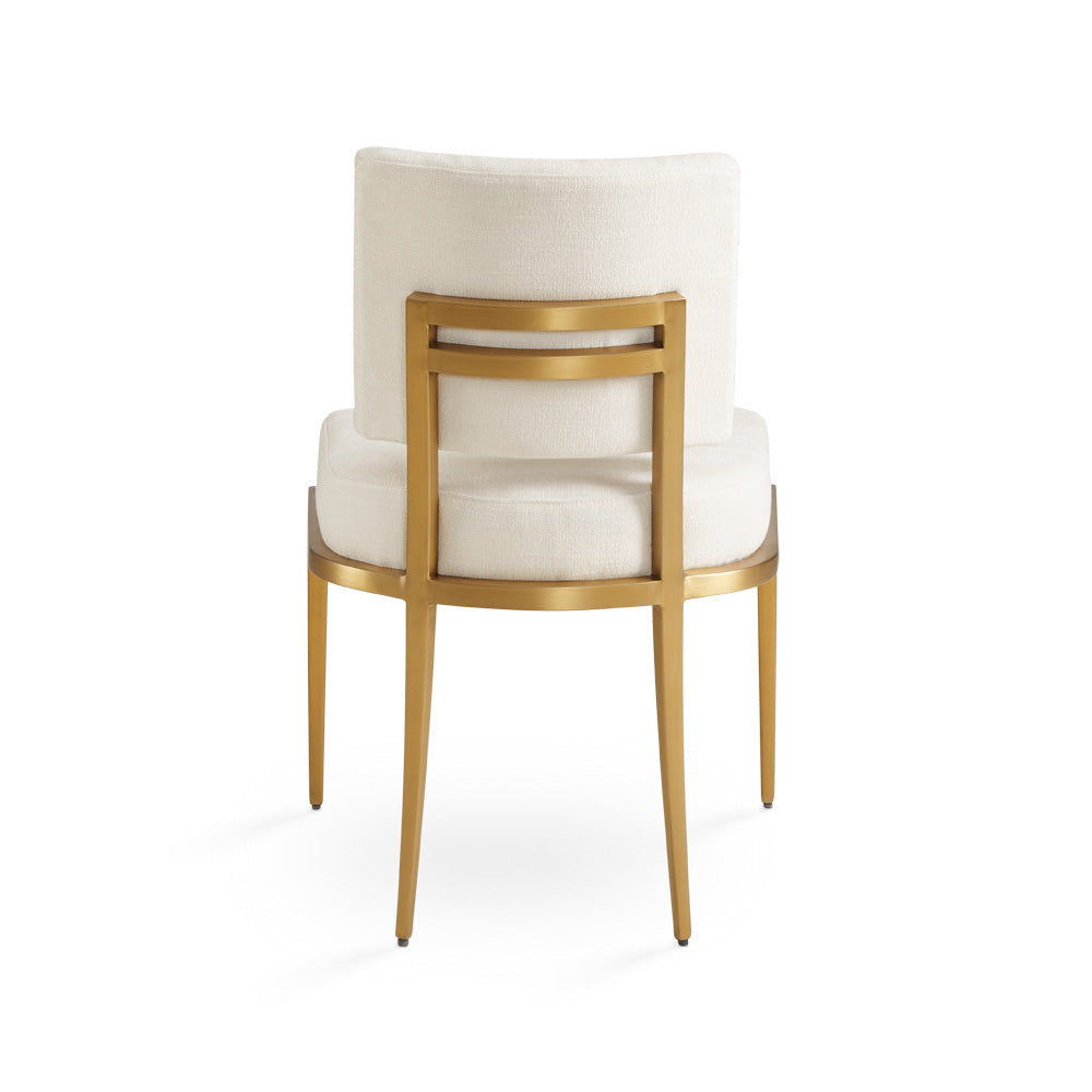 Rebeka Ivory Linen & Gold Dining Chairs - Without Arms (Set of 2)