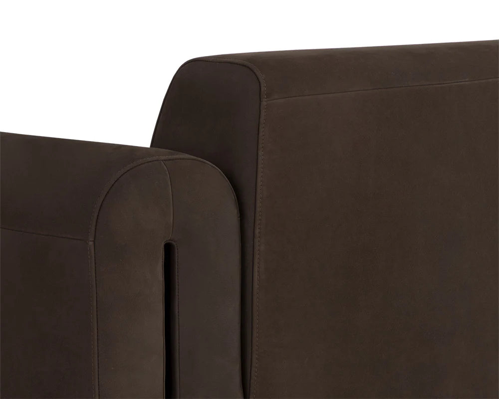 Romer Cocoa Leather & Gold Accent Chair