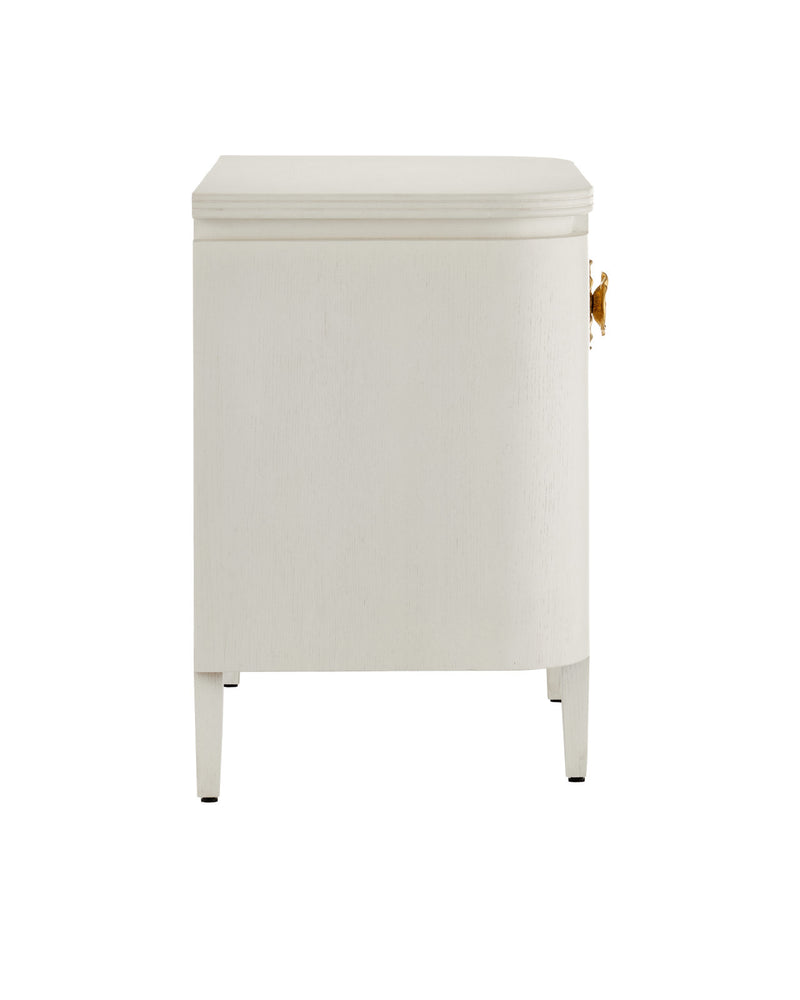 Fleur 28" White & Gold 2 Drawer Nightstand