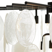 Daeron 42" Blackened Iron & Frosted Glass Discs Chandelier