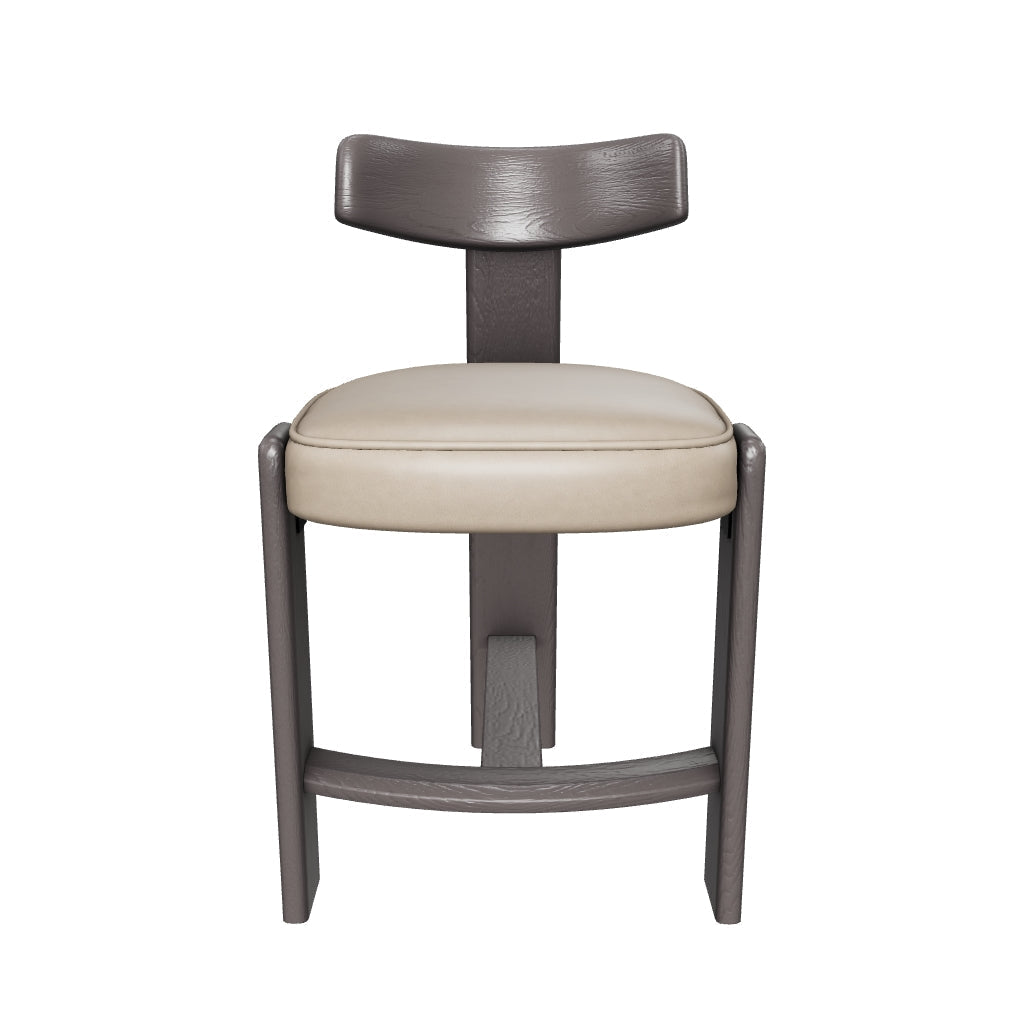 Horton Dark Brown Oak & Sahara Sand Leather Counter Stool