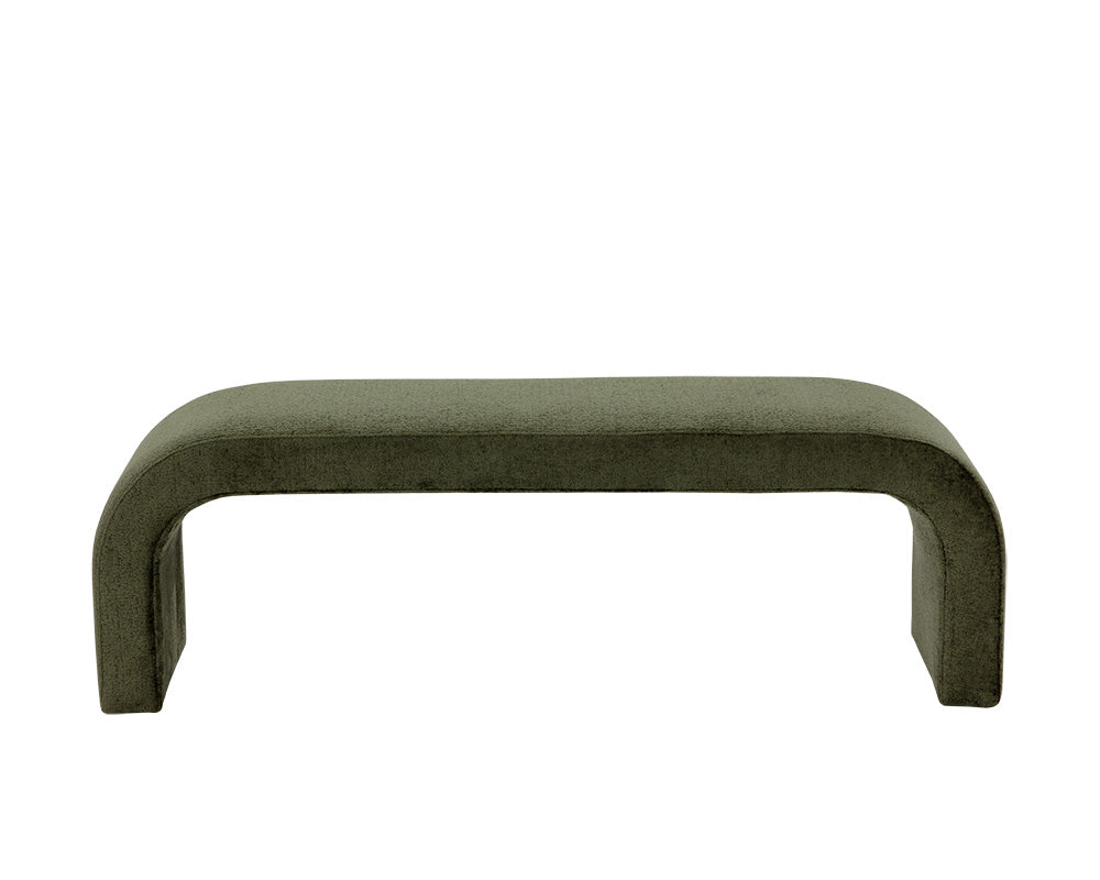 Nahara Rich Olive Plush Upholstered Arch Bench