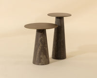 Aditi Travertine & Antique Brown/Brass Accent Table (2 Sizes Available)
