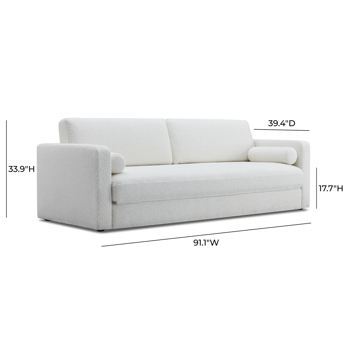Reese  91" Cream Performance Boucle Sofa Bed