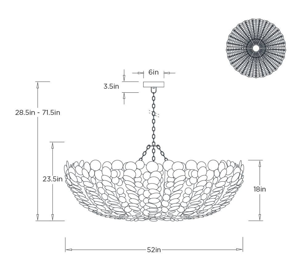 Bilal 52" Eucalyptus Stain Coco Shell Round Chandelier