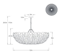 Bilal 52" Ivory Coco Shell & Antique Brass Round Chandelier