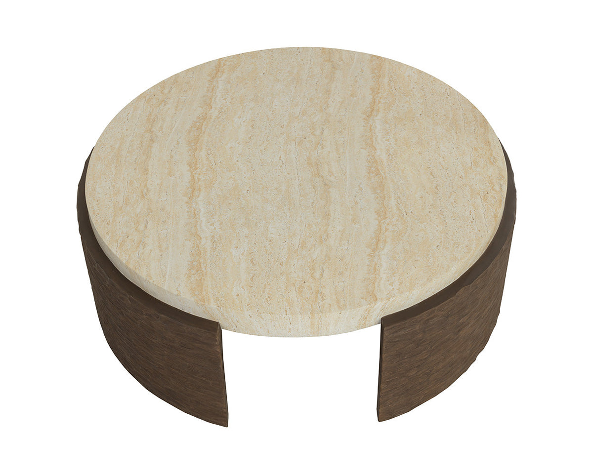 Mesa 50" Travertine Concrete Indoor/Outdoor Coffee Table