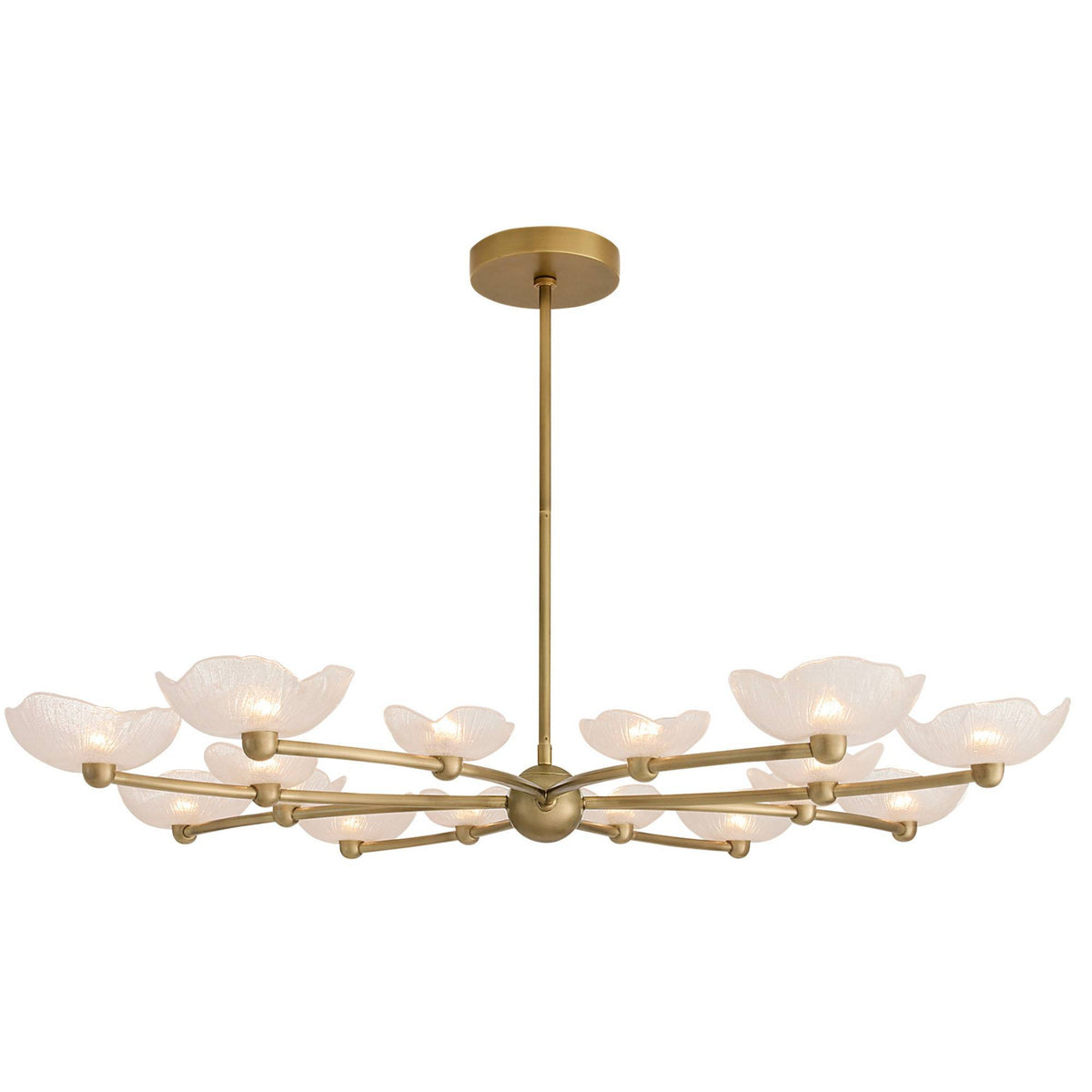 Fleurana 54" White Frosted Seeded Glass & Antique Brass Chandelier