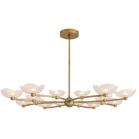 Fleurana 54" White Frosted Seeded Glass & Antique Brass Chandelier