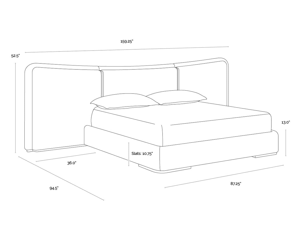 Clarimond Taupe & Light Moon Fabric King Bed with Brushed Gold