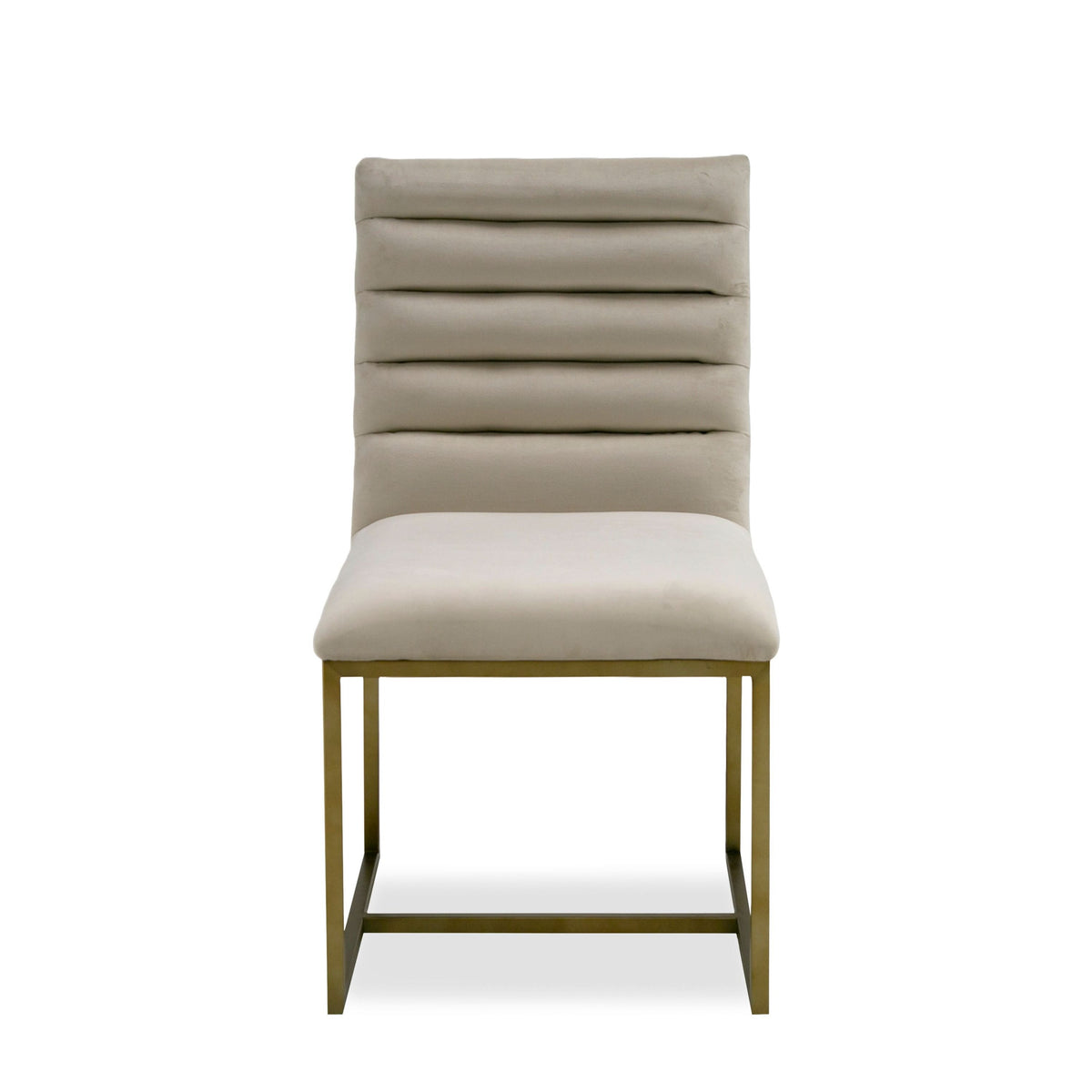 Isolde Modern Beige Velvet & Brushed Gold Dining Chairs (Set of 2)