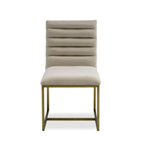 Isolde Modern Beige Velvet & Brushed Gold Dining Chairs (Set of 2)
