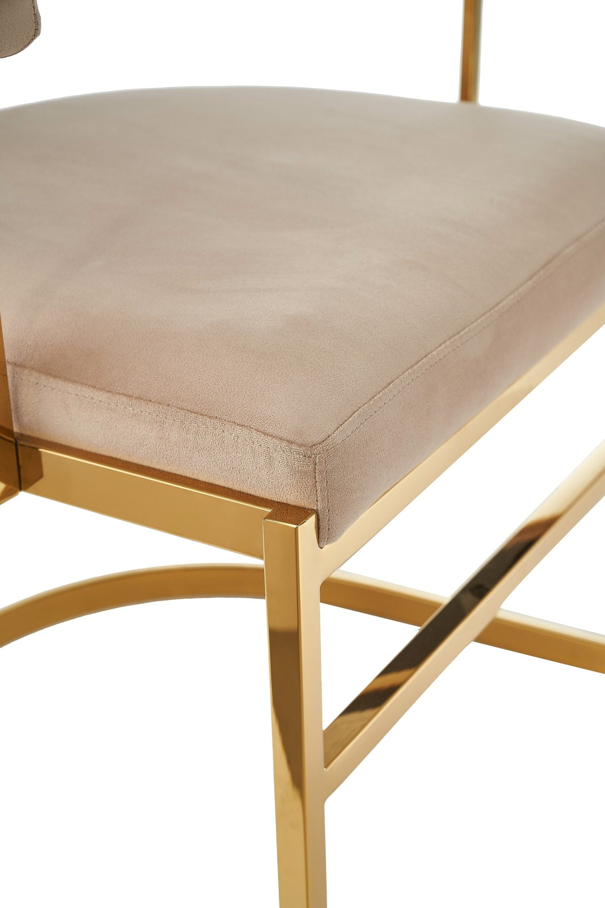 Clancy Modern Beige Velvet + Gold Dining Chair