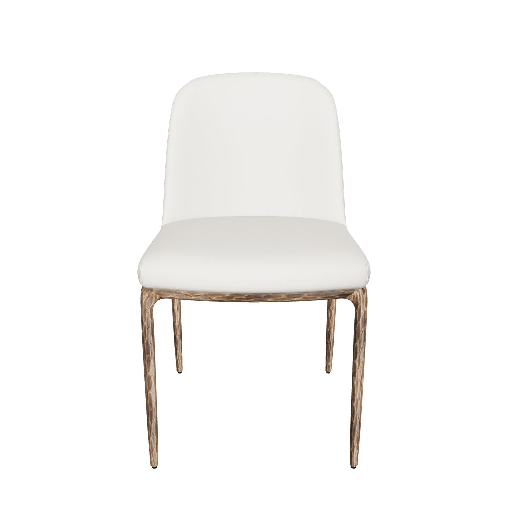 Nestor Cream Performance Fabric & Antique Brass Dining Chair (Set of 2)