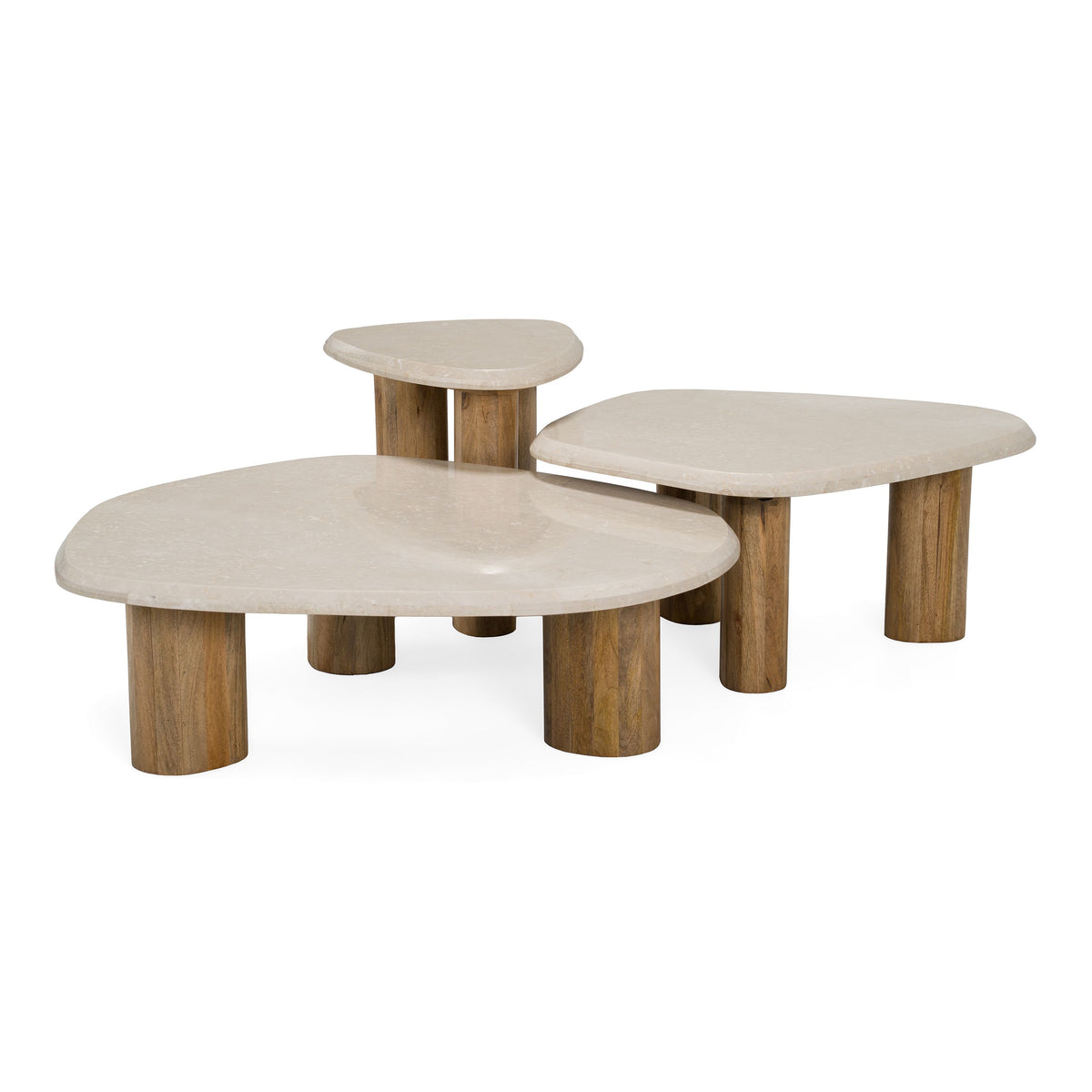 Chicago Modern Marble & Mango Wood Nesting Table Set
