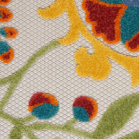 Annitra Indoor/Outdoor Ivory & Multicolor Flower Garden Area Rug - Elegance Collection