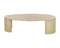 Savinah 60" Faux Travertine Concrete Indoor Outdoor Oval Coffee Table