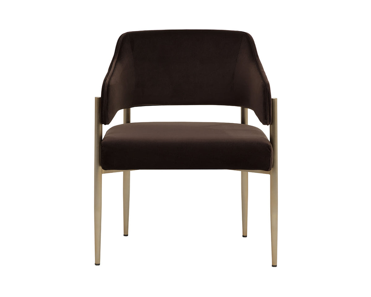 Tova Mink Plush Fabric & Stainless Steel Dining Armchair