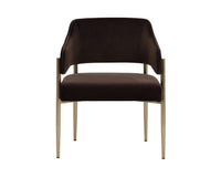 Tova Mink Plush Fabric & Stainless Steel Dining Armchair